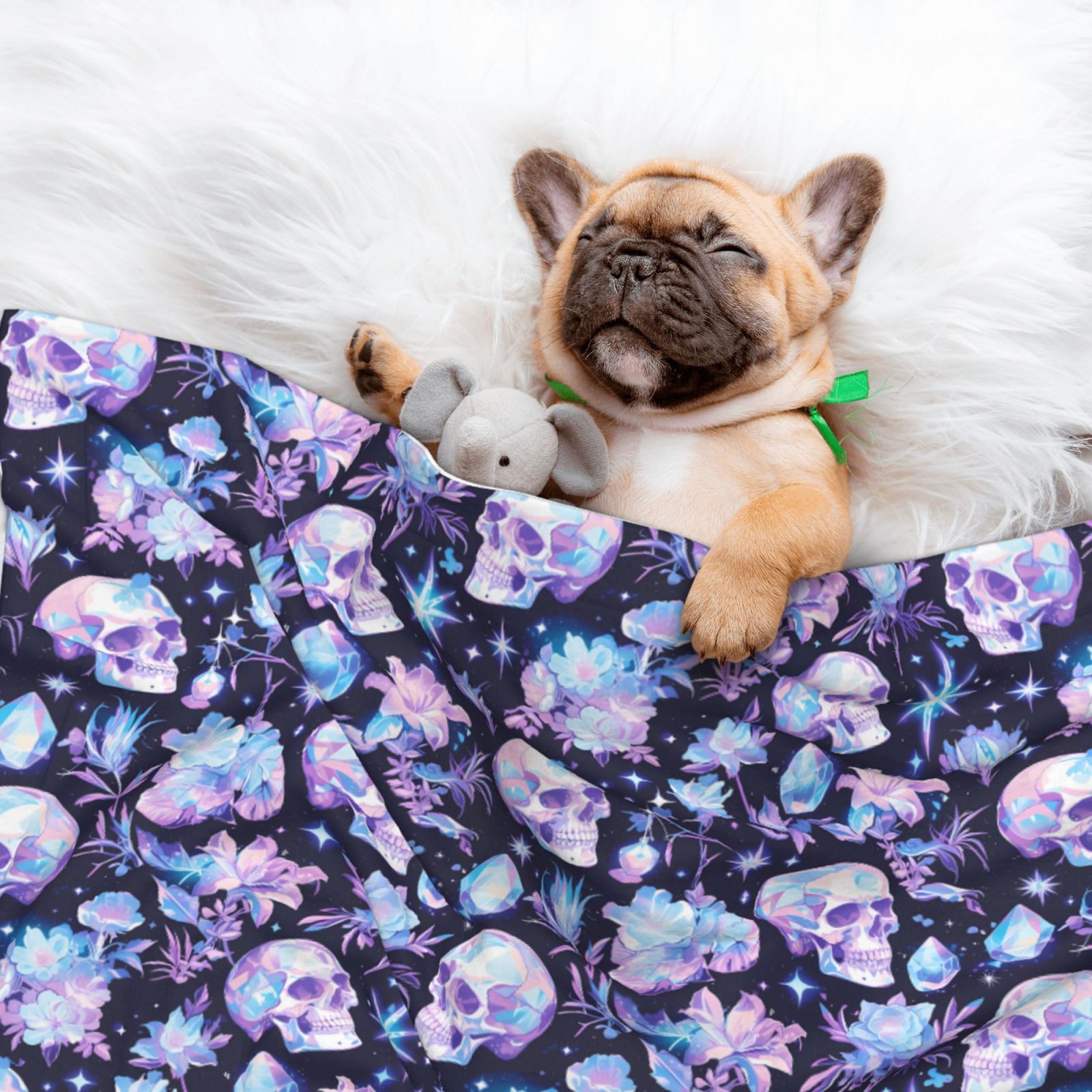 Naloa Skull crystal flower Dog Blanket, 3 Sizes Cat Blanket for Indoor Cats Large Medium Small Dog Gifts-Medium