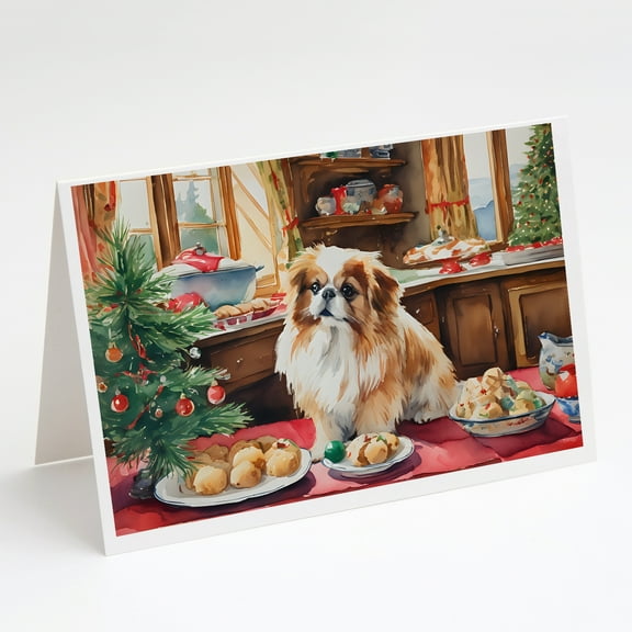 Pekingese Christmas Cookies Greeting Cards Pack of 8 7 in x 5 in