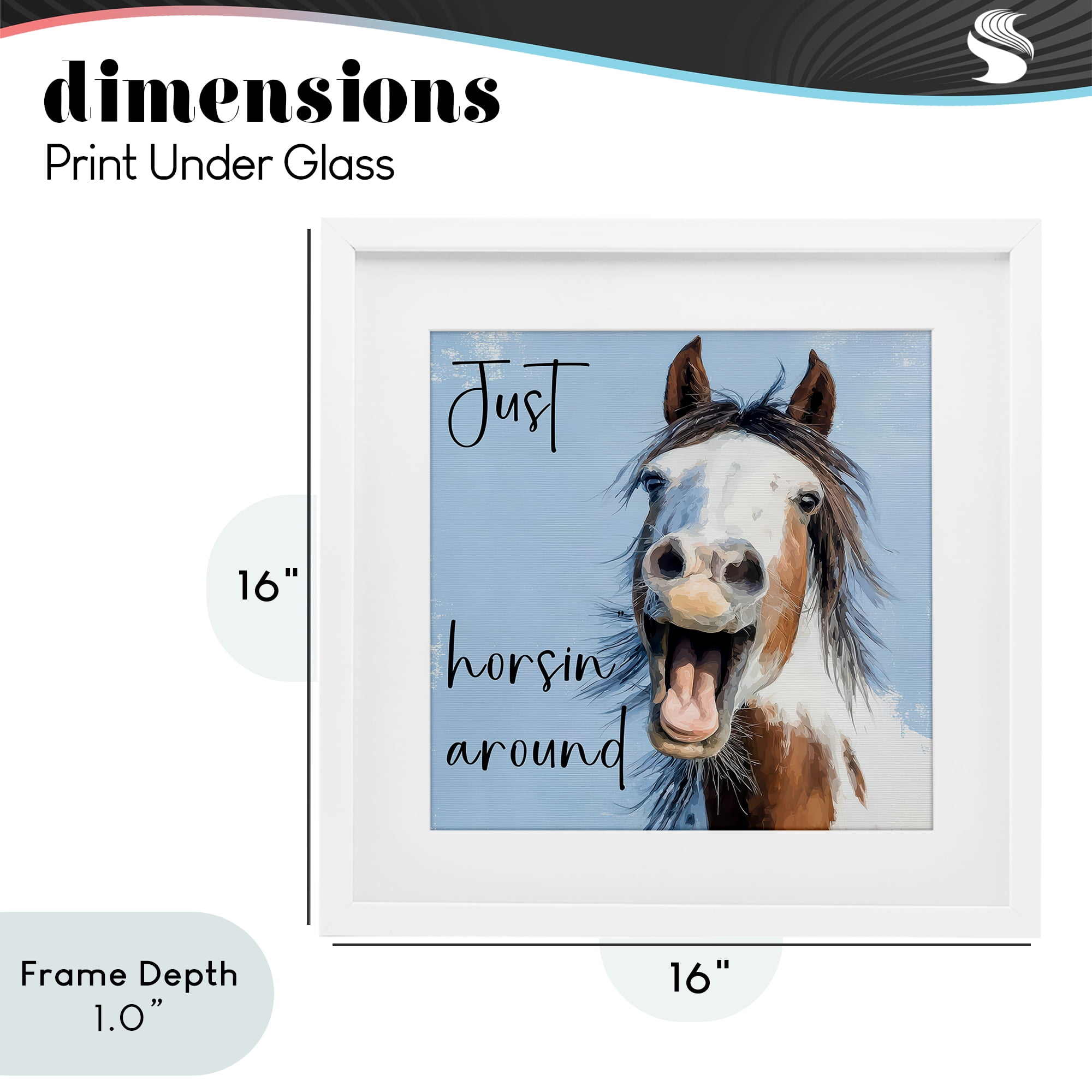 Stupell Industries Just Horsin' Around White Framed Print Under Glass, design by Kim Curinga