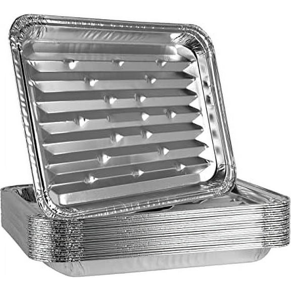 PLASTICPRO Aluminum Foil Grill Pans 9” x 13” Disposable Aluminum Foil Pans, 10-Pack
