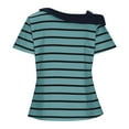 thumbnail image 6 of Dressy Tops for Women Fashion Striped Casual Short-Sleeve Off-Shoulder Patchwork T-Shirts Top, 6 of 9