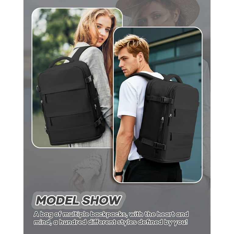 SYCNB Lightweight Water-Resistant Travel Backpack, Black photo 7