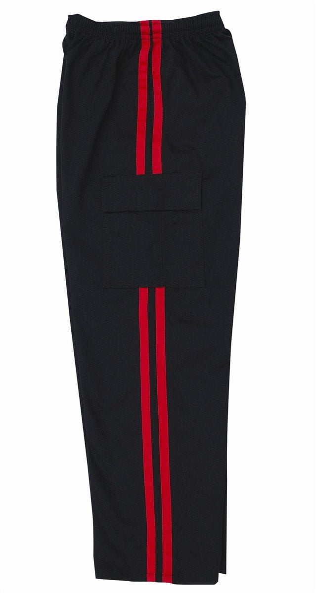 black dress pants with red stripe