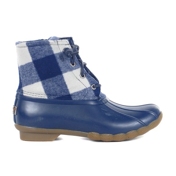 Sperry Top-Sider Women's Saltwater Buffalo Check Navy Duck Boots STS88317<span> - </span>6