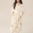 thumbnail image 3 of Robes for Women Long Fleece Pajama Floral Print Nightgown Long Sleeved Fleece for Warmth in Winter Loungewear Casual Pajamas Long Bathrobe Home Wear with Pockets, 3 of 4