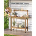 thumbnail image 5 of ROGALIS Outdoor Potting Bench with Sliding Tabletop, Wood Outside Garden Work Table, No Rust/Fade/Break, 5 of 8
