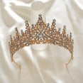 thumbnail image 4 of Tiara Queen Crown Shiny Rhinestone Decor Symmetric Bride Princess Style Stainless Anti-slip Stainless High-end Luxurious Prom Banquet Party Photo Prop Crown, 4 of 10