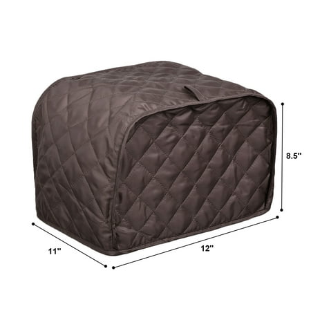 Polyester / Cotton Quilted Four Slice Toaster Appliance Cover, Bread Toaster Protector Dust and Fingerprint Protection, Machine Washable Brown
