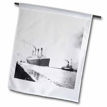 3dRose Old Photograph Of Titanics Trial Run - Garden Flag, 12 by 18-inch