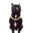 thumbnail image 6 of Gold Chain Dog Collar - Metal Cuban Link Dog Necklace with Leather Belt, Lightweight Protect Puppy's Neck, Cute Fashion Dog Jewelry Accessories 14.5 inches, 6 of 6