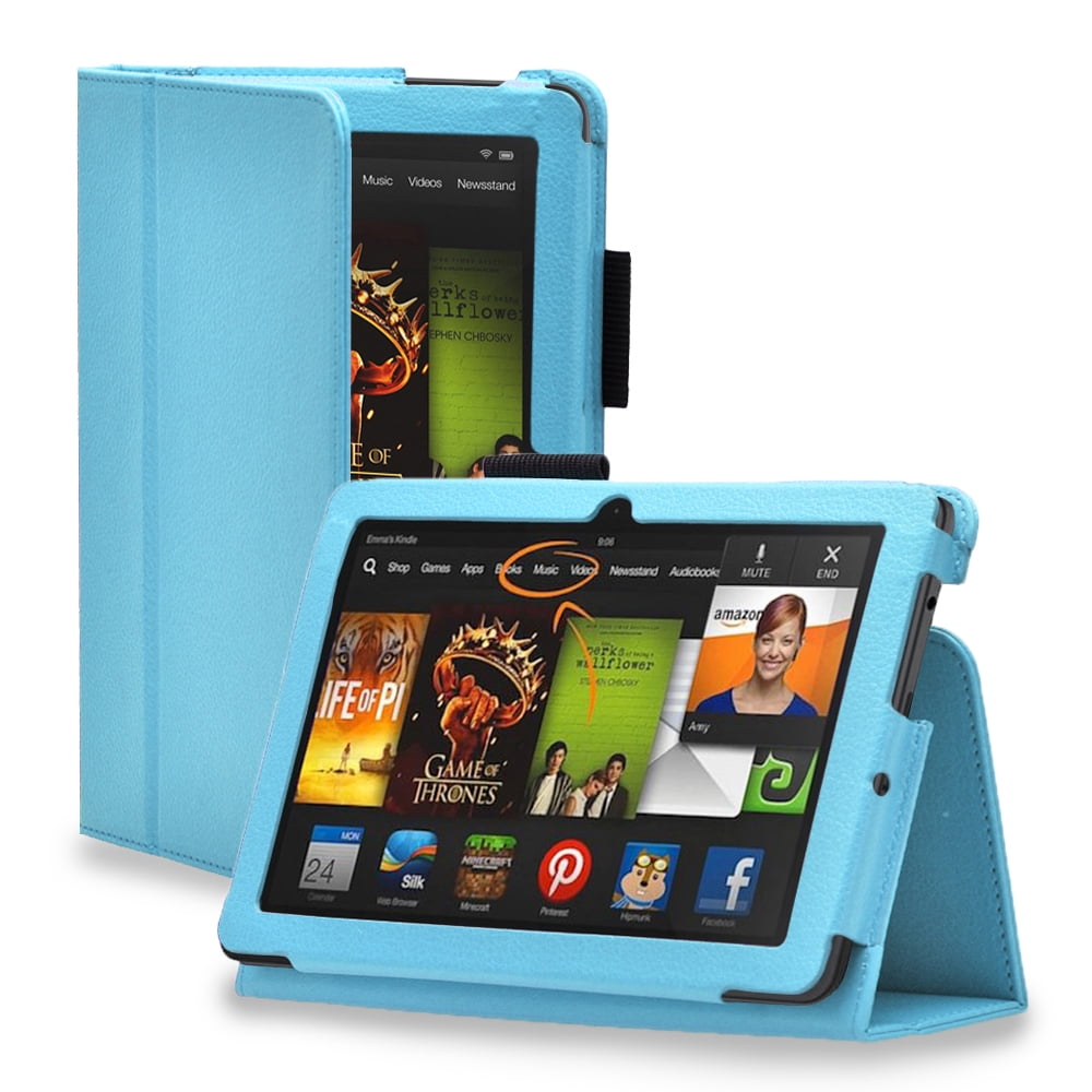 Kindle Fire HDX 8.9 Case (Blue) - Slim Fit Synthetic Leather Folio ...