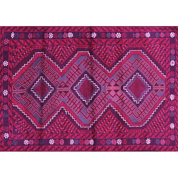 Ahgly Company Indoor Rectangle Oriental Pink Traditional Area Rugs, 6' x 9'