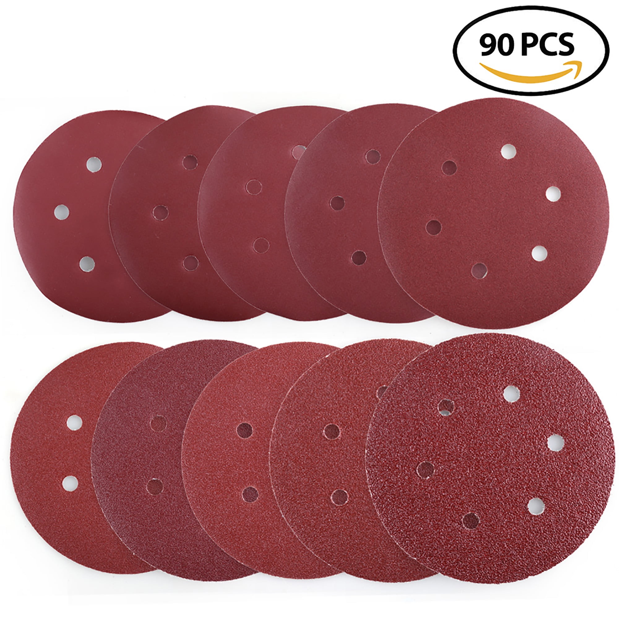 5/" Inch 60 Grit No Hole Hook /& Loop Sanding Discs Orbital DA Disks 100 Pack