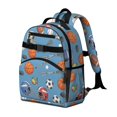thumbnail image 2 of Football and Golfball Blue Pattern Cute School Backpack Bag for School with Padded Back and Adjustable Shoulder Straps 15.25"x11.5"x5.25", 2 of 5