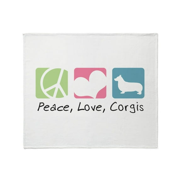 CafePress - Peace, Love, Corgis Throw Blanket - Soft Fleece Throw Blanket, 50"x60" Stadium Blanket