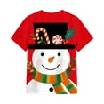 thumbnail image 5 of larppty Women Crew Neck Cute Snowman with Hat Graphic Fall Shirts Casual Christmas Tee Family Tops (White, M), 5 of 7