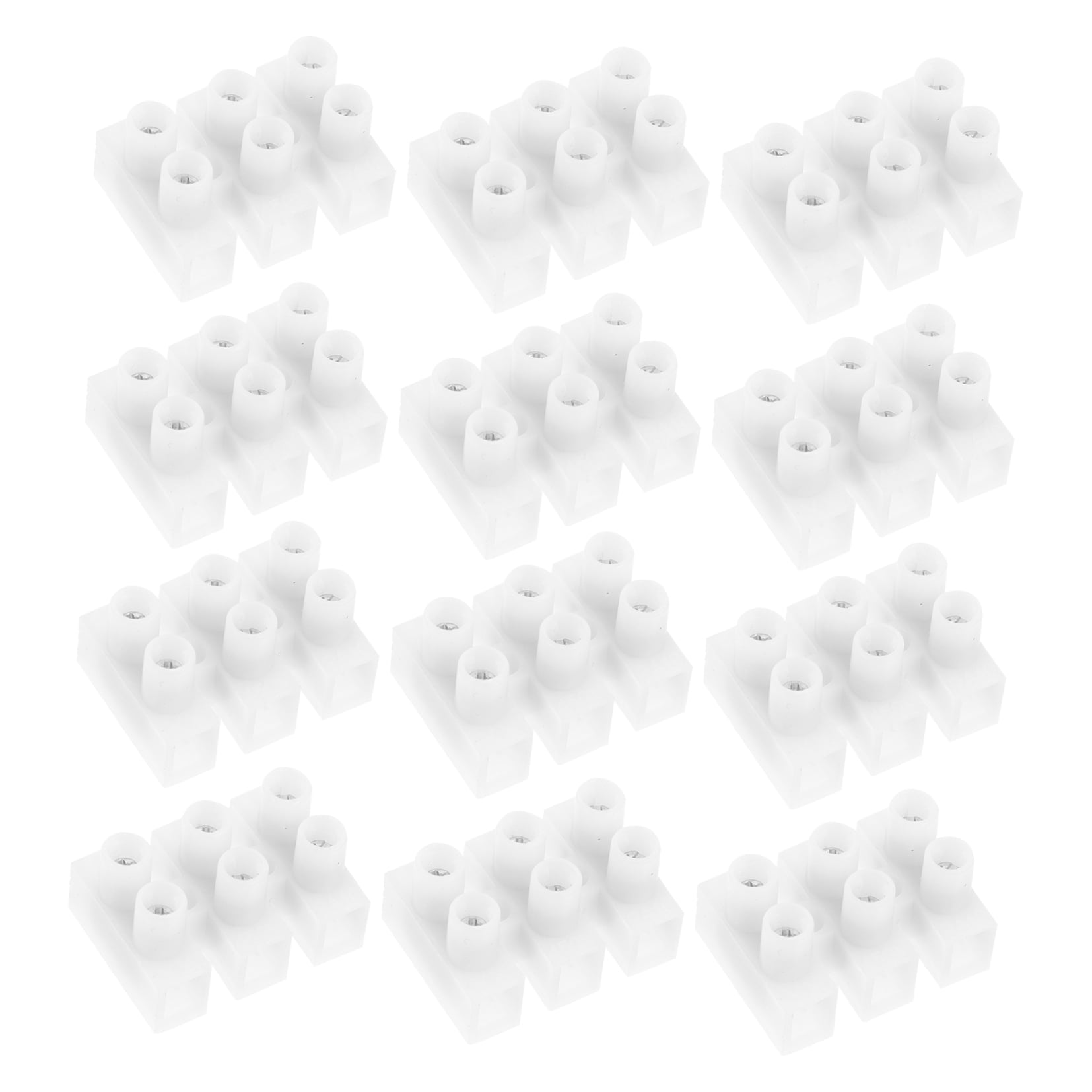 EXHUMKY 50Pcs White PP Terminal Strip Blocks for Cable Fixing and Connection 1.02X0.78X0.6In