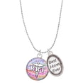 thumbnail image 1 of Delight Jewelry Silvertone Domed Multi Color RRT Best Mom Ever Charm Necklace, 1 of 4