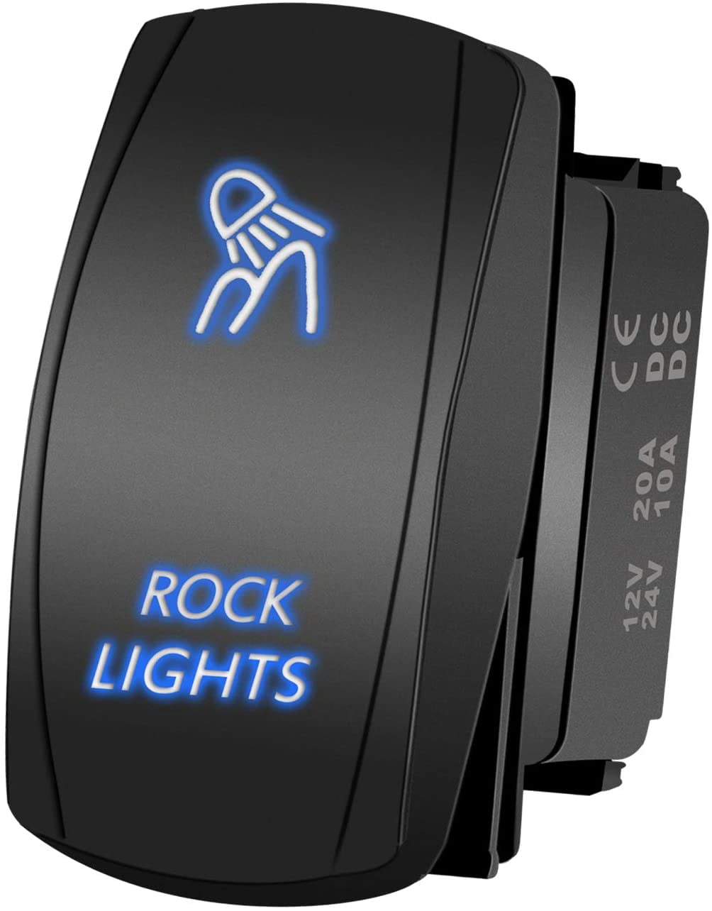 LED Light Bar Rocker Switch – 5-Pin Momentary Push Button With Blue LED, 20A 12V, For Off-Road & Marine