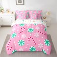 thumbnail image 2 of Homewish Sweet Candy Cane 7pcs Bedding Comforter Set,Happy New Year Queen Bedding Sets,Pink Red Green Queen Sheet Sets For Teens,Microfiber Bedroom Decor Reversible, 2 of 8