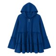 thumbnail image 6 of Floleo Women's Hooded Zip Up Tiered Ruffle Babydoll Top Long Bell Sleeve Casual Textured Knit Cardigan Jacket with Two Deep Side Pockets Outerwear Jackets, 6 of 8