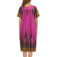 thumbnail image 3 of Oudiya Womens Nightgown Short Sleeve House Dress with Pockets-Floral Print Mumu Dress, 3 of 6
