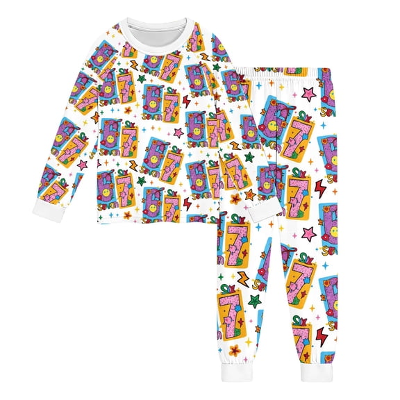 oqasdz Pajamas for Girls Long Sleeve 2 Piece Sleepwear Loose Fit Breathable Loungewear for Kids and Toddler Relaxed Fit Pajama Set