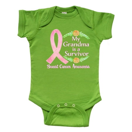 

Inktastic My Grandma is a Survivor Breast Cancer Awareness Gift Baby Boy or Baby Girl Bodysuit