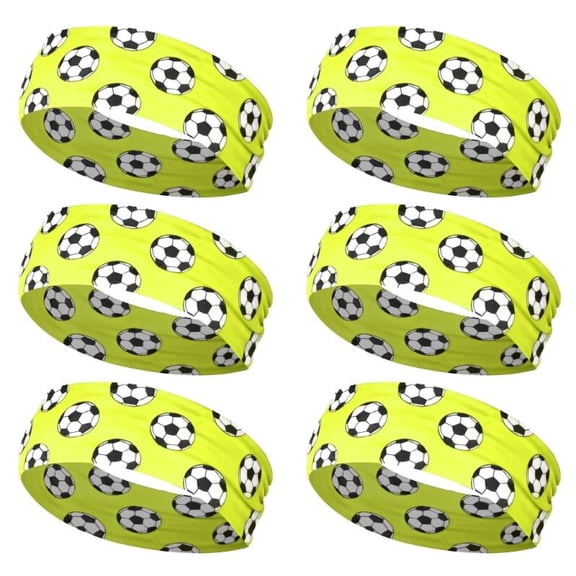 ANXPTIME 6 Piece Elastic Sports Headbands With Soccer Design For Men And Women