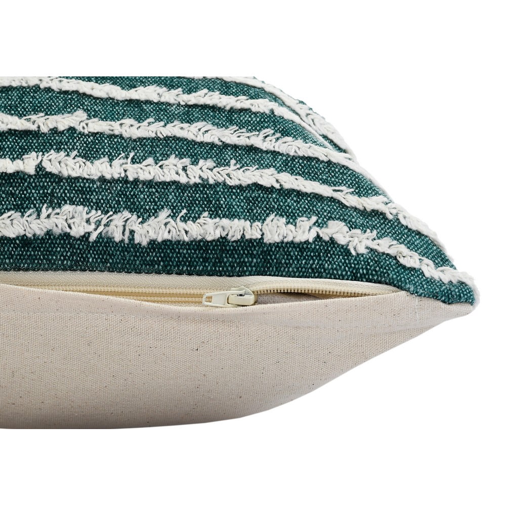 Ox Bay 20" x 20" Hand-stitched Green/ White Stripe Organic Cotton Pillow Cover