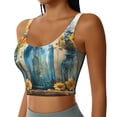 thumbnail image 2 of Balery Rustic Blue Vase Blossoms Pattern Racerback Sports Bras for Women - Padded Seamless High Impact Support for Yoga Gym Workout Fitness-XX-Large, 2 of 8