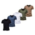 thumbnail image 1 of Camiseta de manga corta AIOPESON 5 piezas marca hombres Casual Color sólido Slim Fit cuello en V 100% algodón AIOPESON Mangas cortas de algodón con cuello en V., 1 of 6