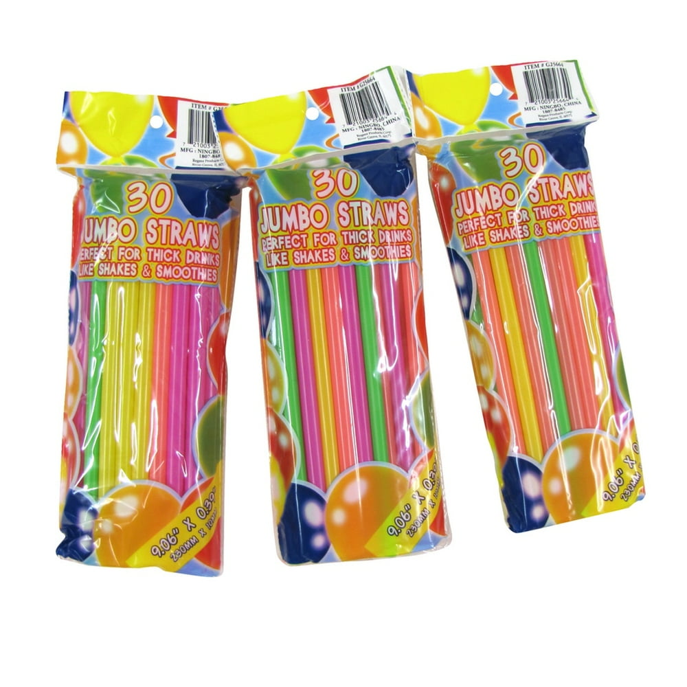 90 Jumbo Wide Disposable Plastic Party Drinking Straws Smoothie Thick