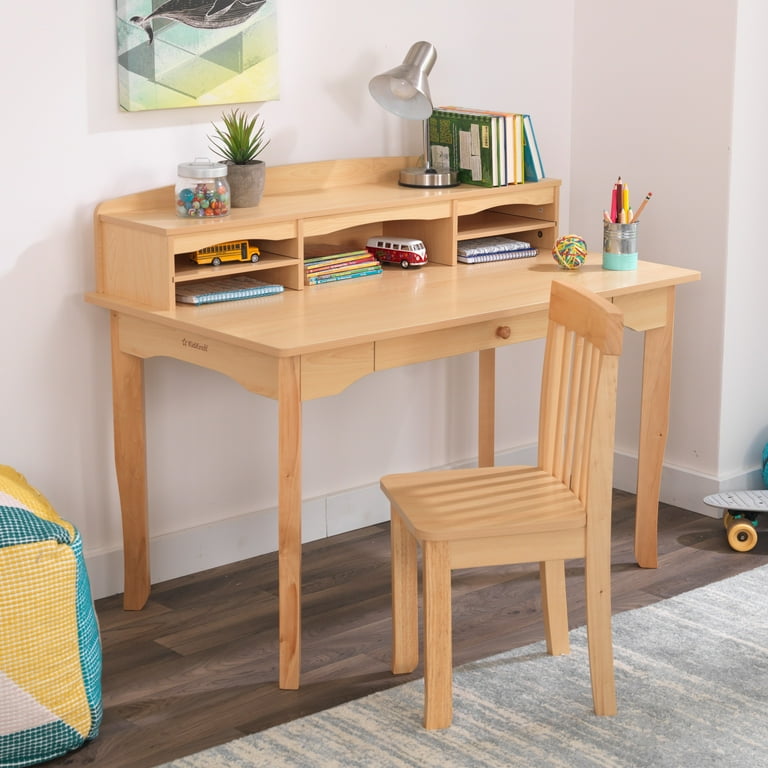 KidKraft Avalon Wooden Children s Desk with Hutch Chair and Storage Natural