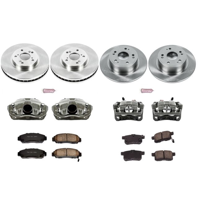 PowerStop Front and Rear Stock Replacement Brake Pad and Rotor Kit with Calipers Fits: HONDA Select Models KCOE5935