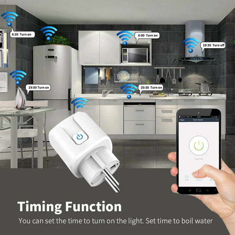 20A Tuya EU Smart Plug WiFi Switch Socket Power Monitor Timer for Alexa  Google +