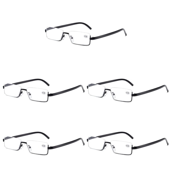 5PK Men's Half Metal Frame Reading Glasses Blue Light Readers for Small Head Face