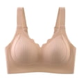 thumbnail image 3 of DDAPJ pyju Womens Seamless T-Shirt Bras Wireless Comfy Everyday Bra Scalloped V-Neck Lace Bralette Full Coverage Push Up Bras Khaki XL, 3 of 8