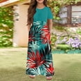 thumbnail image 2 of Hawaiian Plus Size Spring Teen Dresses Crewneck Palm Tree Print T Shirt Dress 2026 Summer Casual Dresses Baby Girl Patchwork Dress Short Sleeve Beach Dresses with Pockets,Army Green 9-10 Years, 2 of 5