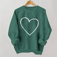thumbnail image 2 of FRSASU Valentine Sweatshirts for Women Heart & Love Print Tops Crewneck Plus Size Valentines Day Tops Green, 2 of 6