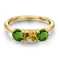 thumbnail image 3 of Gem Stone King 10K Yellow Gold Yellow Citrine and Green Chrome Diopside Engagement Ring for Women | 1.45 Cttw | Round 5MM | Gemstone November Birthstone | Size 7, 3 of 6
