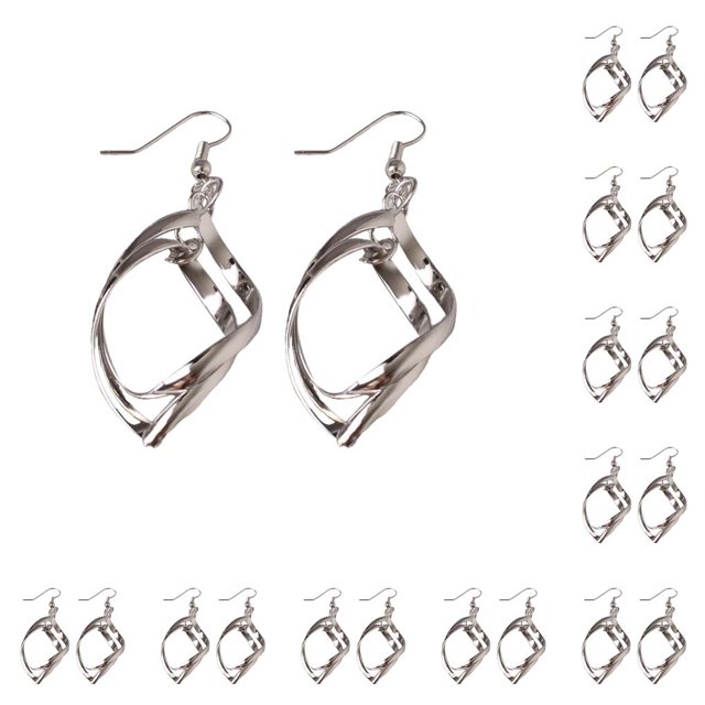 Jumpingount 1 par de pendientes colgantes, bucle de remolino Simple, diario, joyería femenina, regalos para amigas a la moda, decoraciones para mujer, plata 10piezas Jumpingount CBP372246