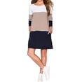 thumbnail image 3 of Femmes Col Rond Demi Manches Couleur Bloc T-shirt Robe, 3 of 7