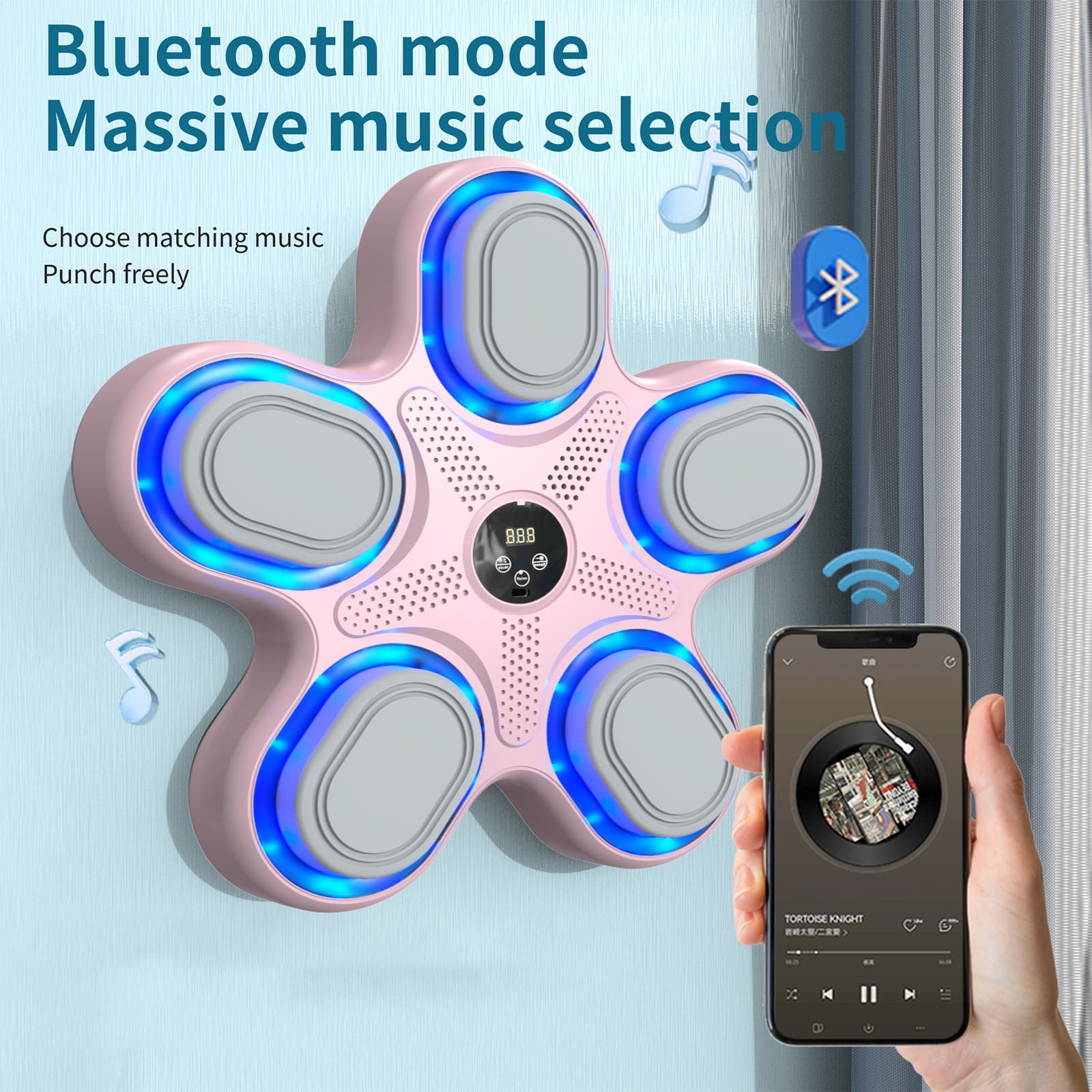 Bluetooth Smart Boxing Training Machine With Data Cable,Instruction Manual, 2 Tape Straps,Wall Target Punching Workout for Kids,Suitable for Home, Office, Gym