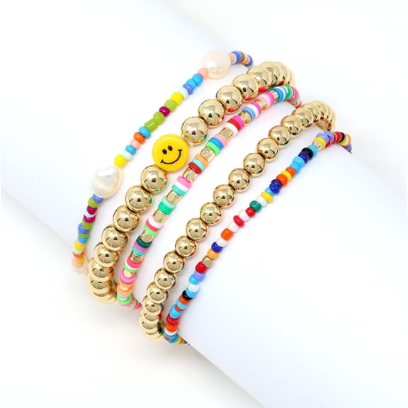Smiley Face Stackable Bracelets 5 Set
