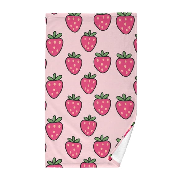 Strawberry Hand Towel Cotton 16x28 in Soft Absorbent Quick Dry Bath Face Towel