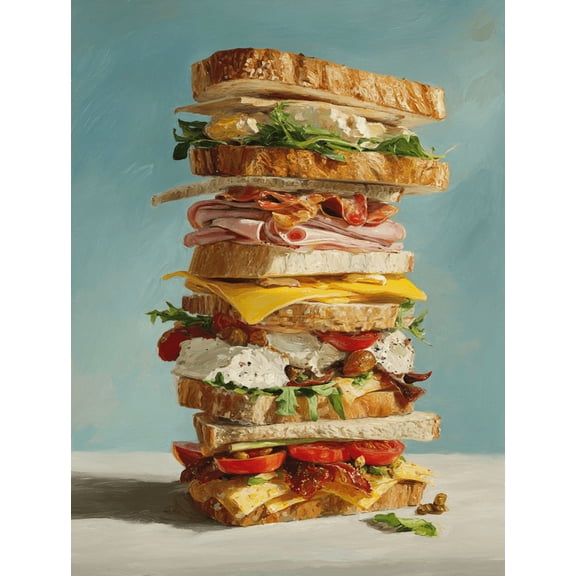 Qisvanset Gourmet Club Sandwich Canvas Wall Art 15.75x11.81 INCHES