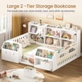 thumbnail image 7 of Montessori Floor Bed Full Size with High Rails and Storage Bookcase& 2-Tier Side Shelf, Side Pockets, LED Illuminated Safe Low Profile, Safe & Wider Opening Gate Design White, 7 of 7