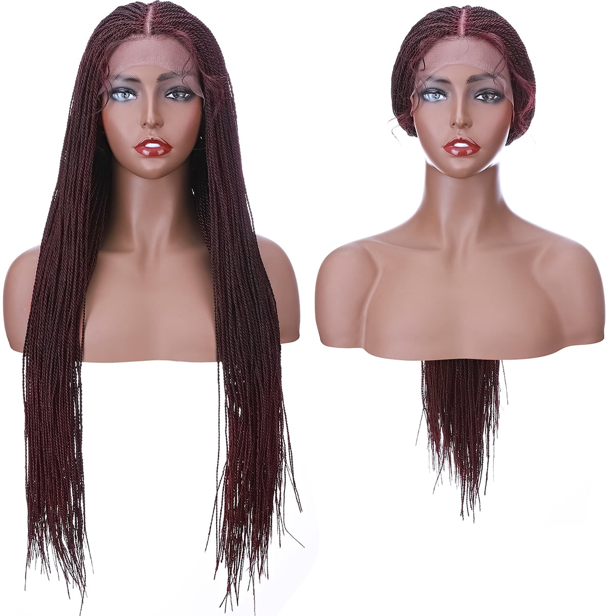 SEGO Realistic Hand Braided Synthetic Lace Front Wigs with Baby Hair for  Women Ombre Wide Lace Braiding Hair Cornrow Wig Lace Frontal Twist Box  Braided Wigs - Walmart.com