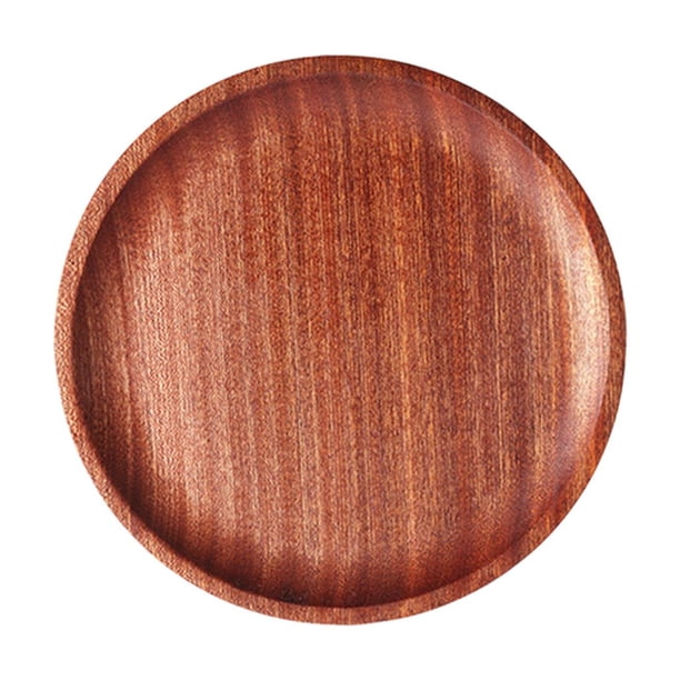 Bandeja de madera para servir Bandeja decorativa Bandeja de madera redonda versátil Bandeja de madera para 18cmx18cmx1.5cm